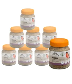 Dehner Natura Premium Wildvogelfutter Erdnussbutter im Glas, Rosine, 8 x 340 g