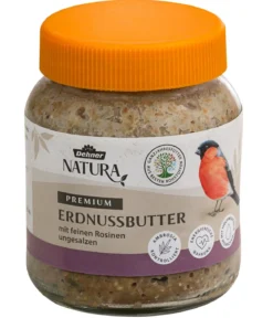 Dehner Natura Premium Wildvogelfutter Erdnussbutter im Glas, Rosine, 8 x 340 g