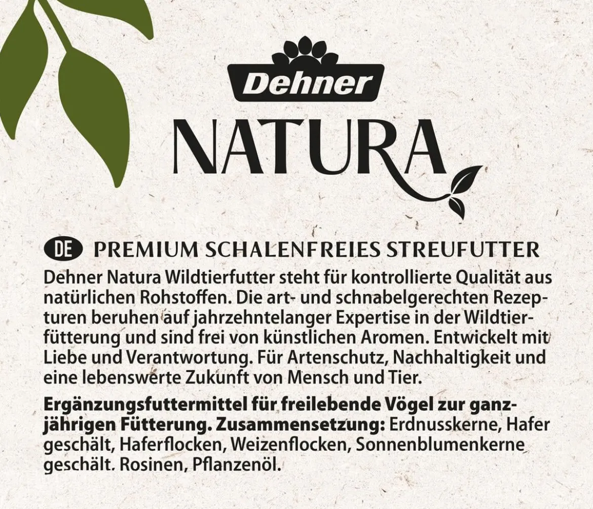 Dehner Natura Premium Wildvogel Streufutter schalenfrei im Eimer, 5 l