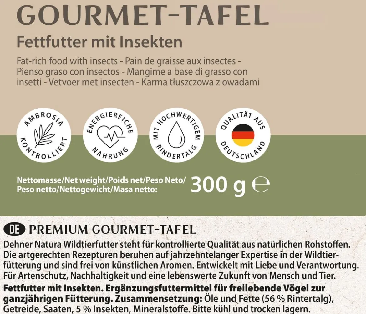 Dehner Natura Premium Wildvogelfutter Futtertafel mit Insekten, 12x300 g