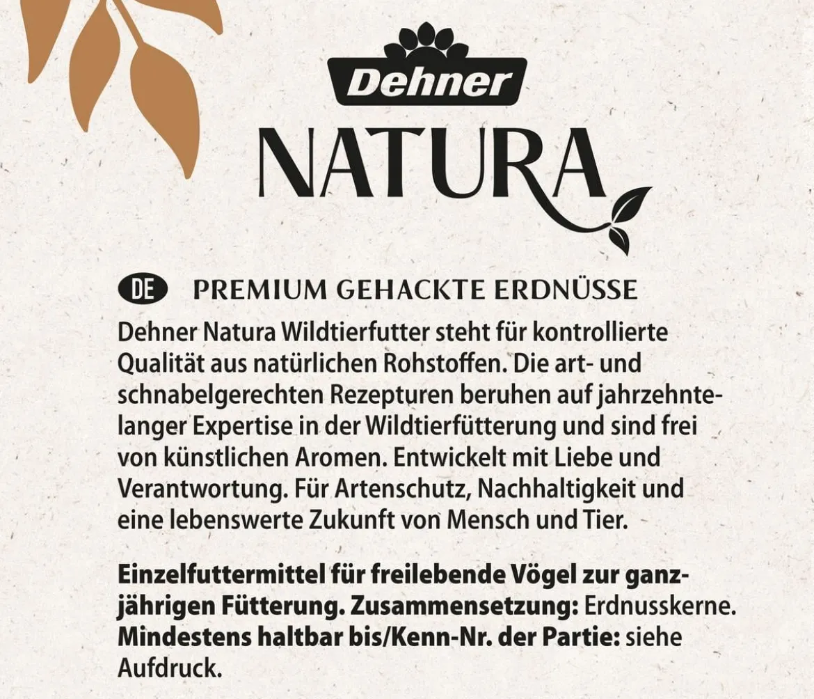 Dehner Natura Premium Wildvogelfutter Gehackte Erdnüsse