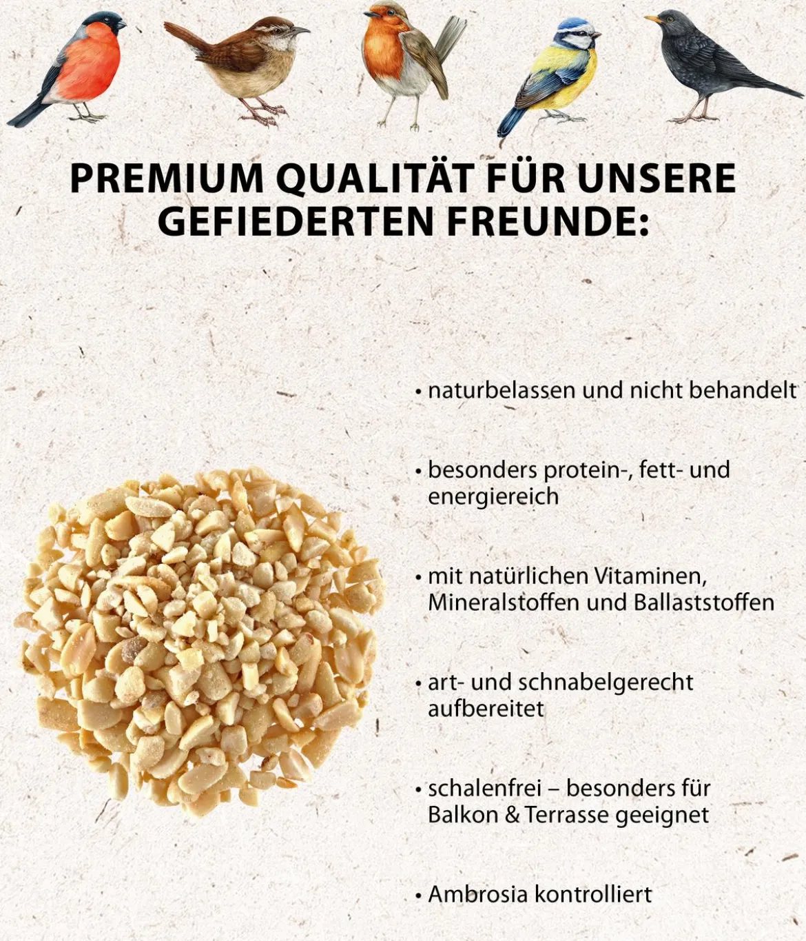 Dehner Natura Premium Wildvogelfutter Gehackte Erdnüsse