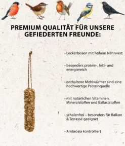 Dehner Natura Premium Wildvogelfutter Gourmet-Snackstange mit Mehlwürmern, 200 g