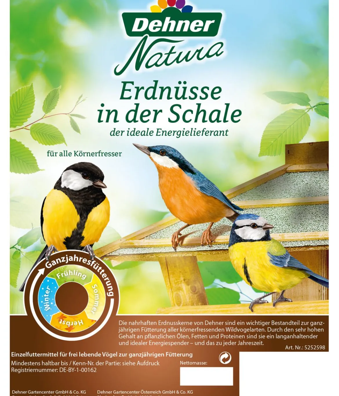 Dehner Natura Premium Wildvogelfutter Erdnüsse in der Schale, 500 g