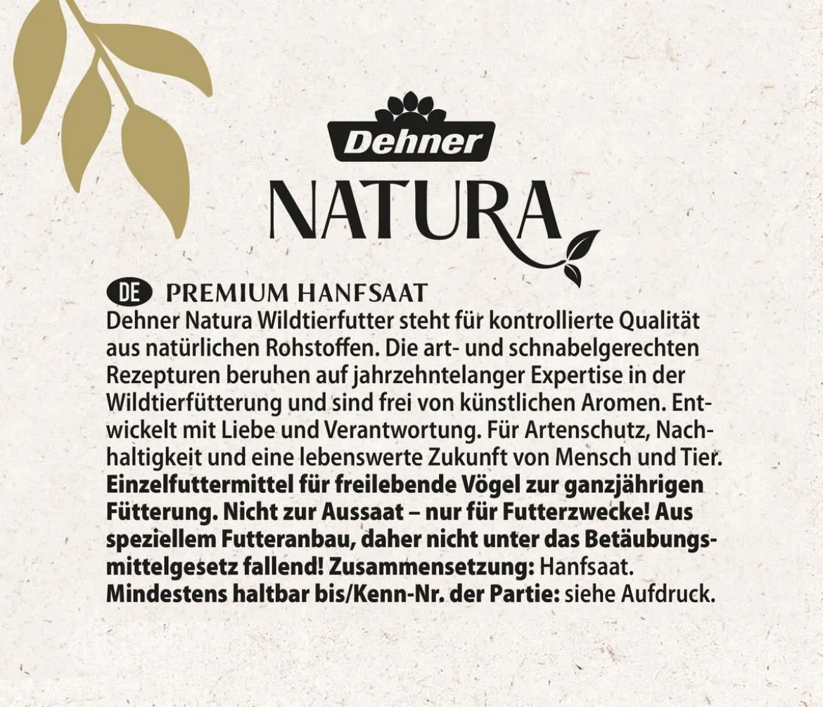 Dehner Natura Premium Wildvogelfutter Hanfsaat