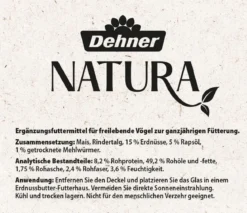 Dehner Natura Premium Wildvogelfutter Erdnussbutter im Glas, Mehlwürmer, 8 x 340 g
