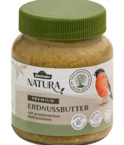 Dehner Natura Premium Wildvogelfutter Erdnussbutter im Glas, Mehlwürmer, 8 x 340 g