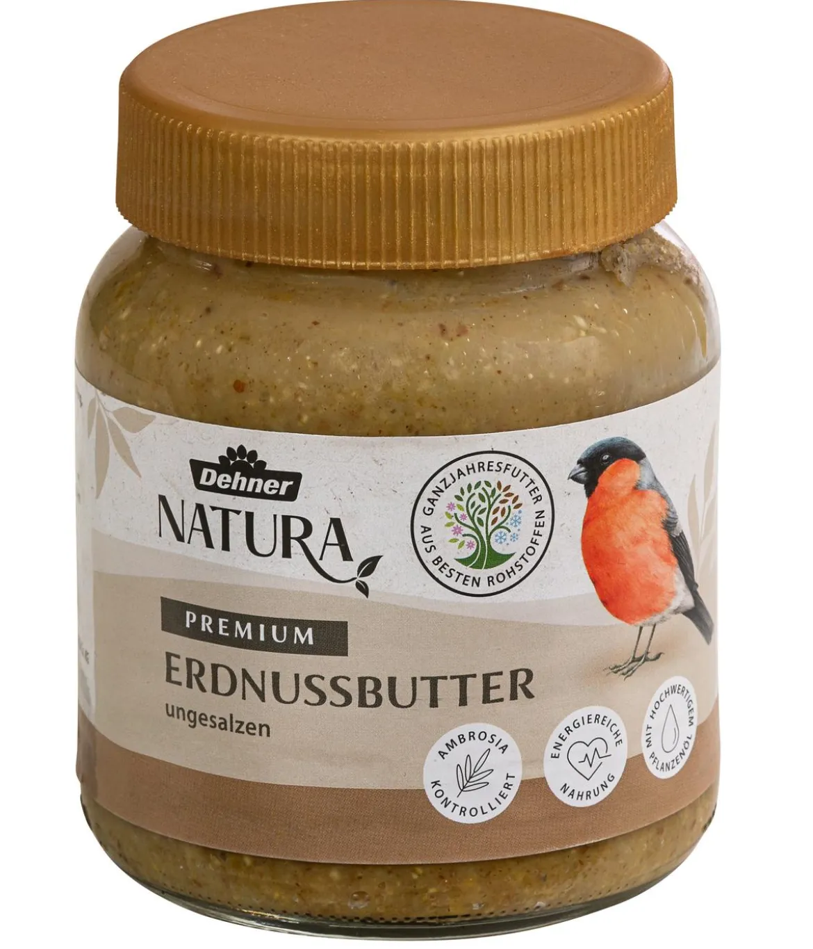 Dehner Natura Premium Wildvogelfutter Erdnussbutter im Glas, 8 x 340 g
