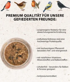 Dehner Natura Premium Wildvogelfutter Erdnussbutter im Glas, 8 x 340 g