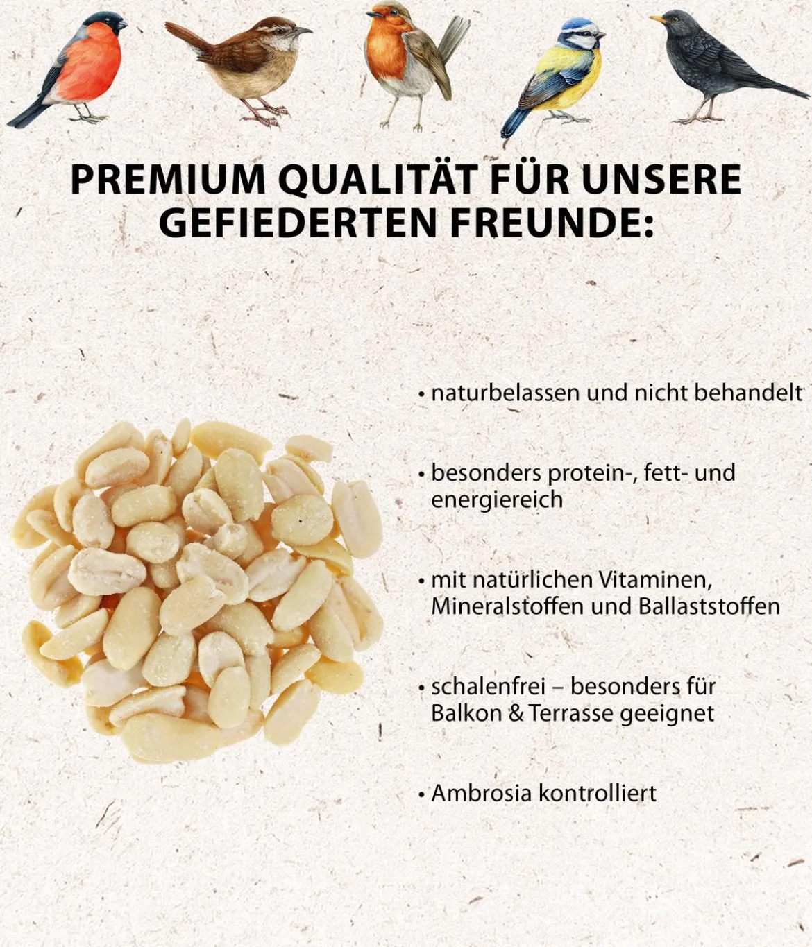 Dehner Natura Premium Wildvogelfutter Halbe/Ganze Erdnüsse