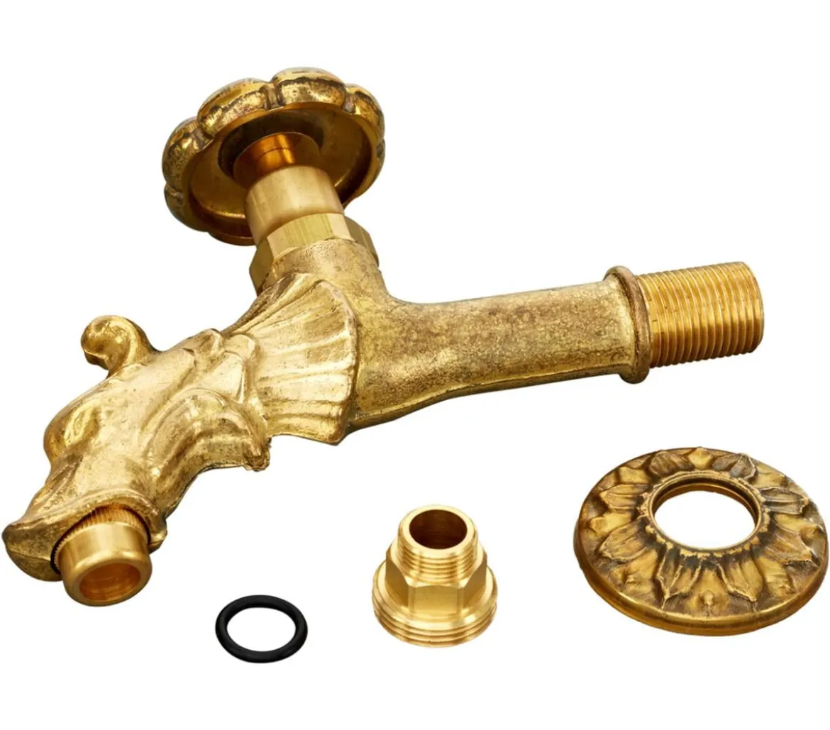 Dehner Nostalgie Messing Wasserhahn für Brunnen, 1/2 Zoll, gold