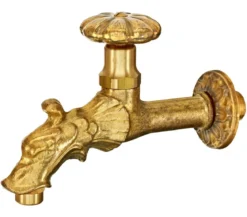 Dehner Nostalgie Messing Wasserhahn für Brunnen, 1/2 Zoll, gold