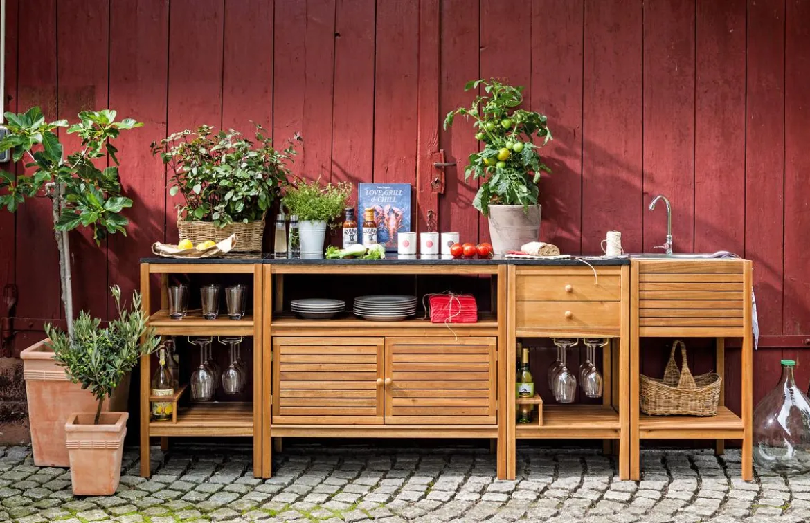 Dehner Outdoor-Küche Schrank Southampton, ca. B100/H90/T50 cm