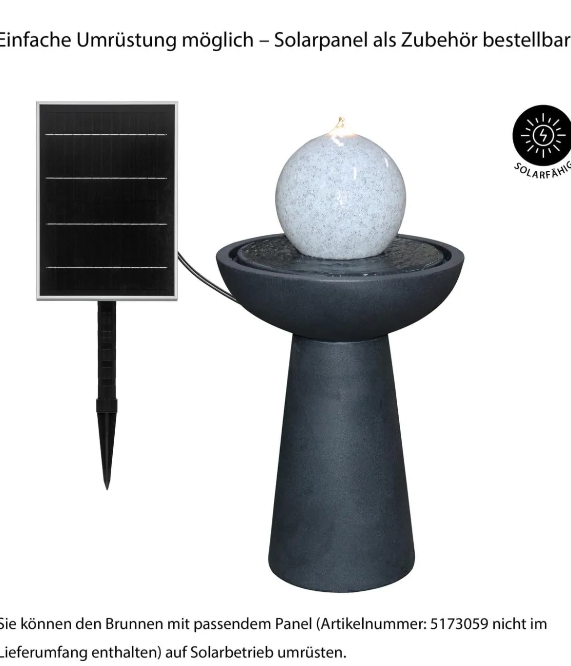 Dehner Polyethylen-Gartenbrunnen Aurora, solarfähig, ca. H88 cm