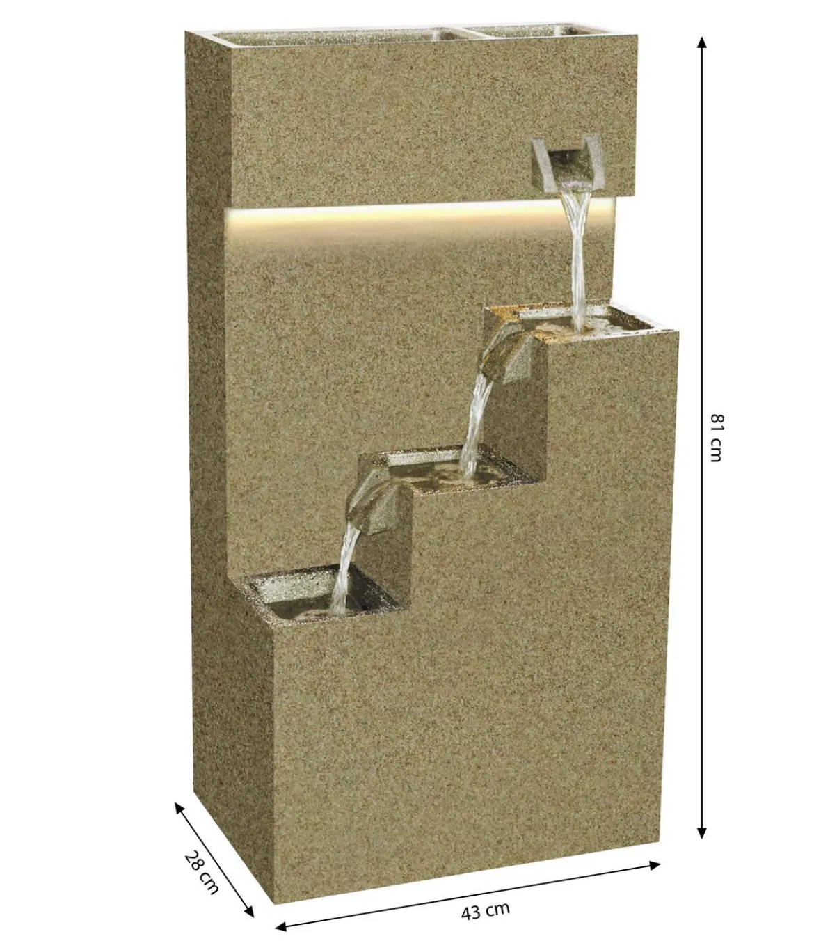 Dehner Polyethylen-Gartenbrunnen Gradino, solarfähig, ca. H80,5 cm