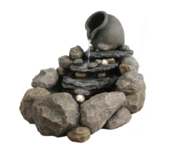Dehner Polyresin-Gartenbrunnen Soltero, solarfähig, ca. H54,4 cm