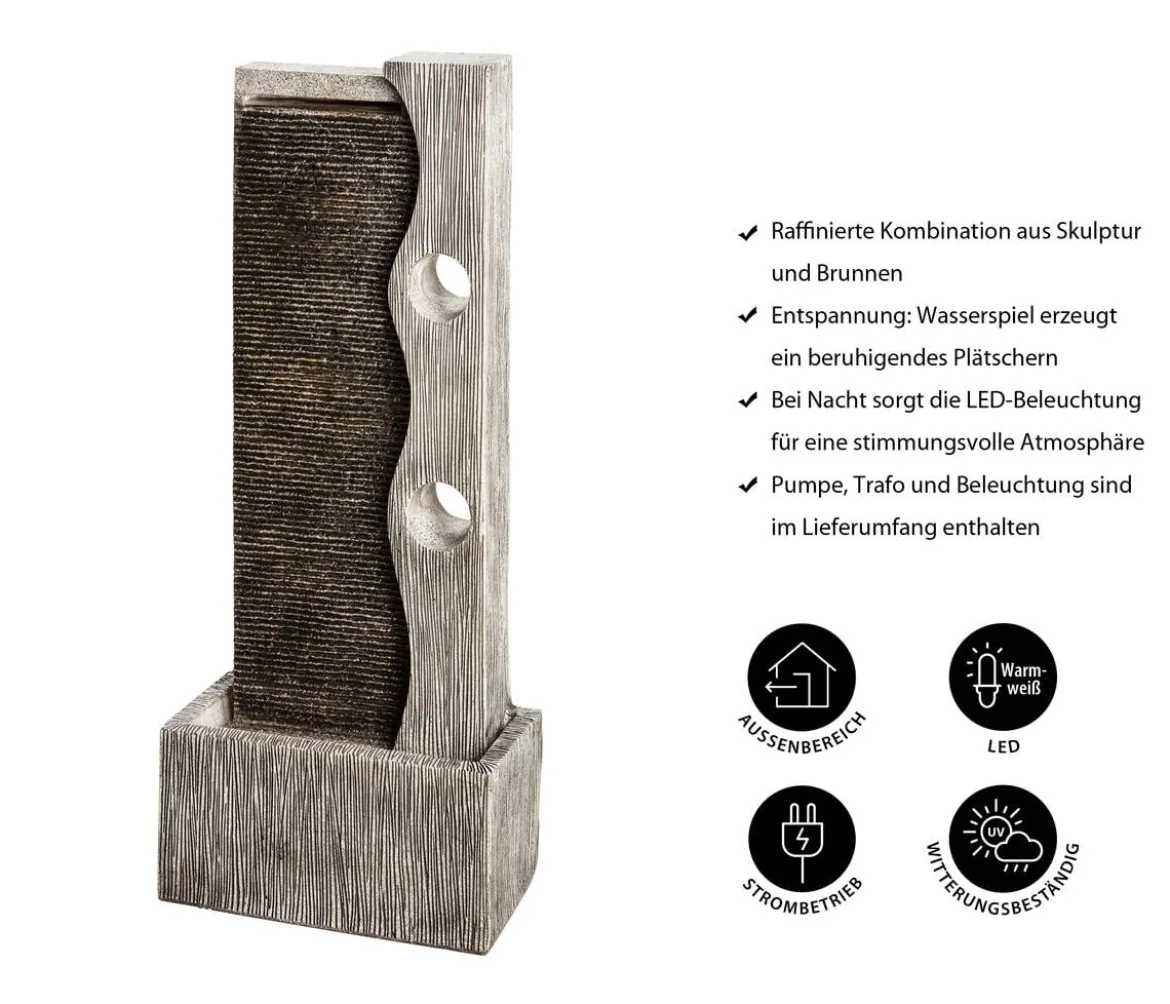 Dehner Polyresin-Gartenbrunnen Eclipse, solarfähig, ca. H100 cm
