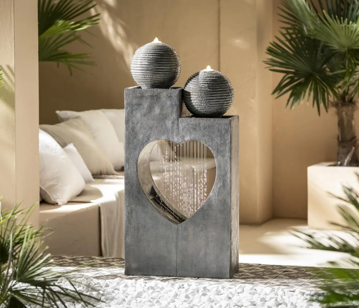 Dehner Polyresin-Gartenbrunnen Amor, solarfähig, ca. H99 cm