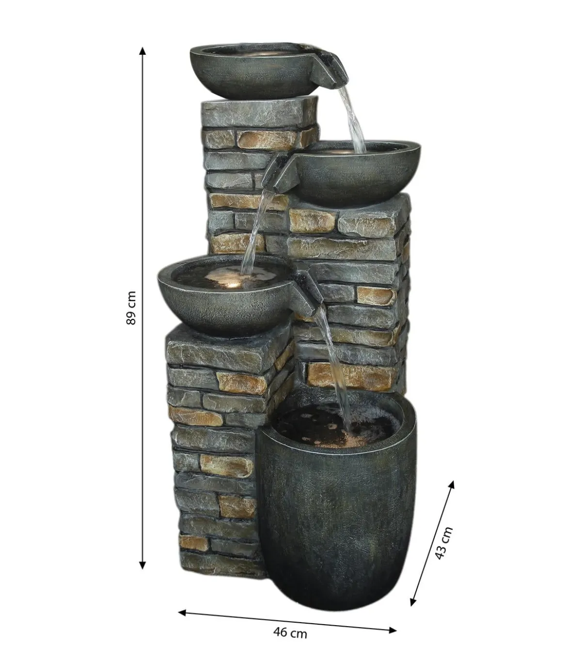 Dehner Polyresin-Gartenbrunnen Mattone, solarfähig, ca. H89 cm