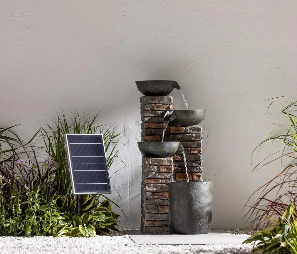 Dehner Polyresin-Gartenbrunnen Mattone, solarfähig, ca. H89 cm