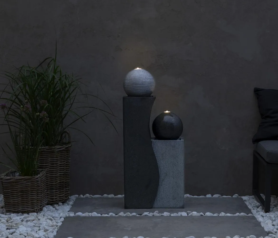 Dehner Polyresin-Gartenbrunnen Ying Yang, solarfähig, ca. H94 cm