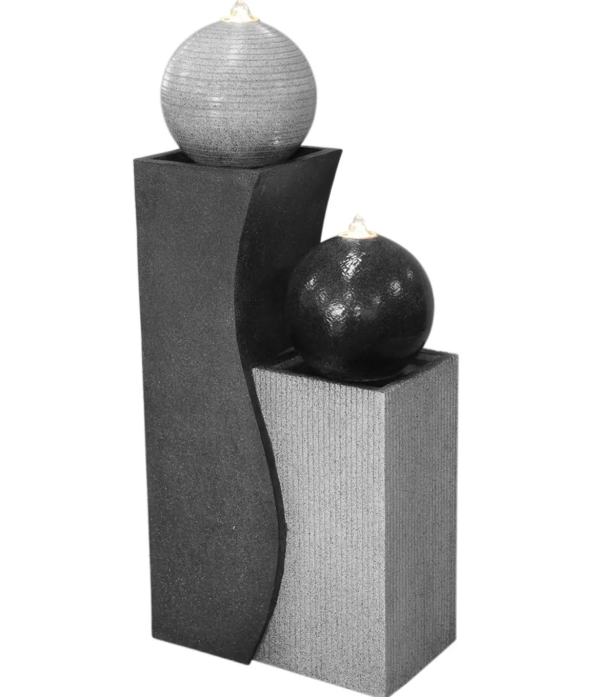 Dehner Polyresin-Gartenbrunnen Ying Yang, solarfähig, ca. H94 cm