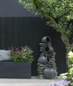 Dehner Polyresin-Gartenbrunnen Krüge, solarfähig, ca. H118 cm