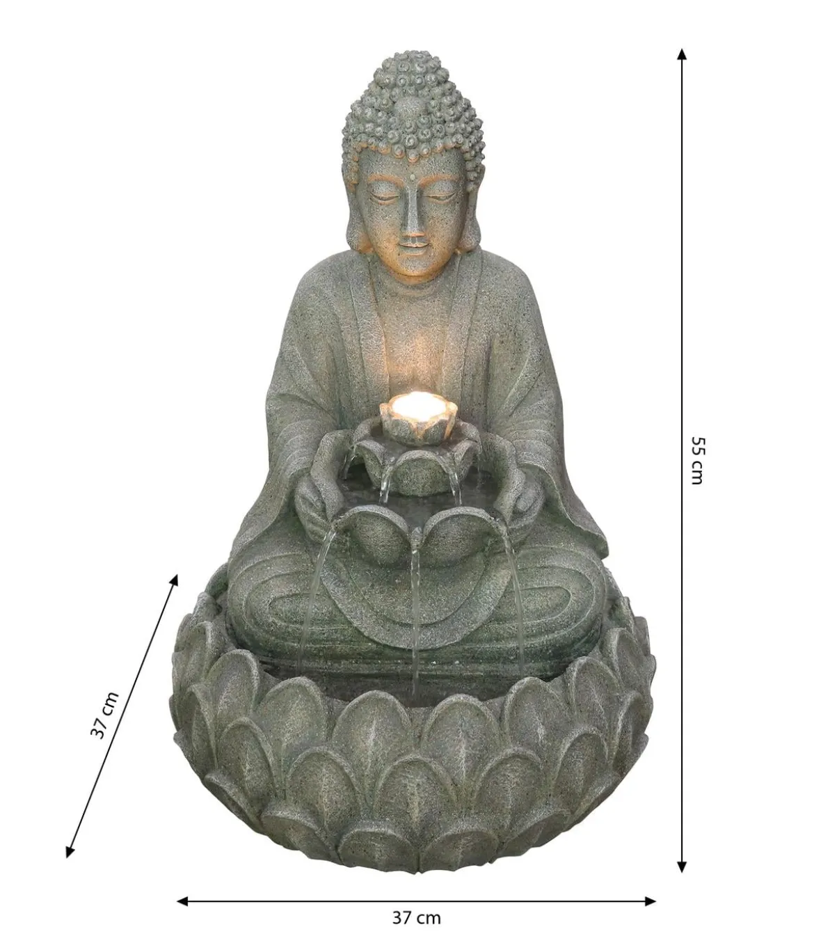 Dehner Polyresin-Gartenbrunnen Yoga, solarfähig, ca. H55 cm