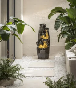 Dehner Polyresin-Gartenbrunnen Cala, solarfähig, ca. H91 cm