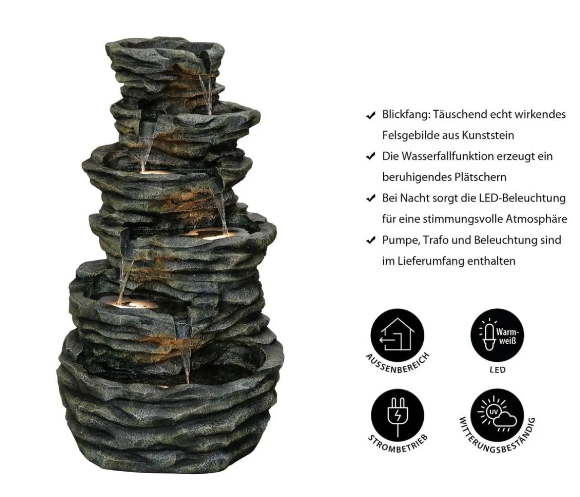 Dehner Polyresin-Gartenbrunnen Roccia, ca. H120 cm