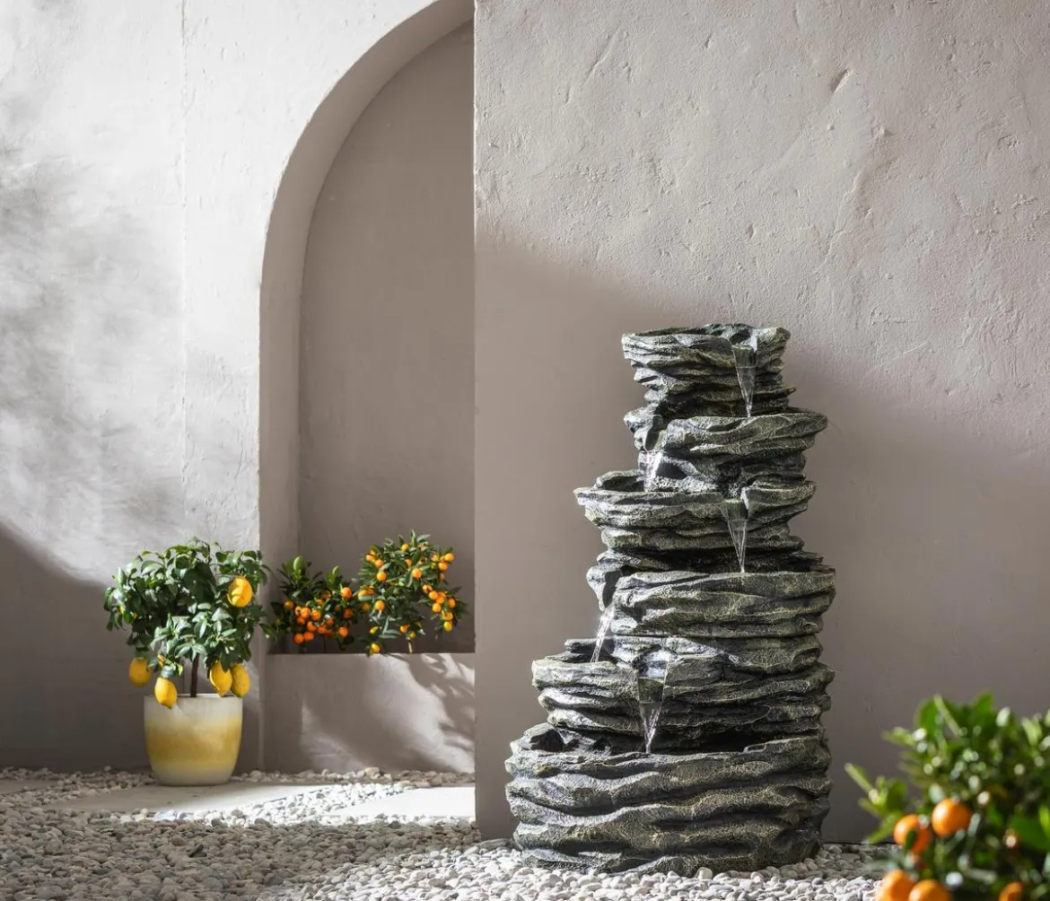 Dehner Polyresin-Gartenbrunnen Roccia, ca. H120 cm