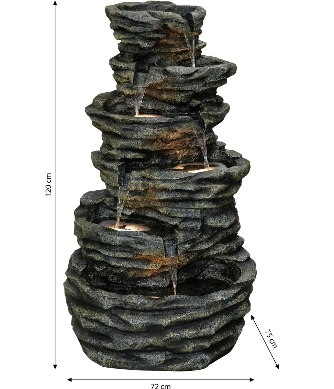 Dehner Polyresin-Gartenbrunnen Roccia, ca. H120 cm