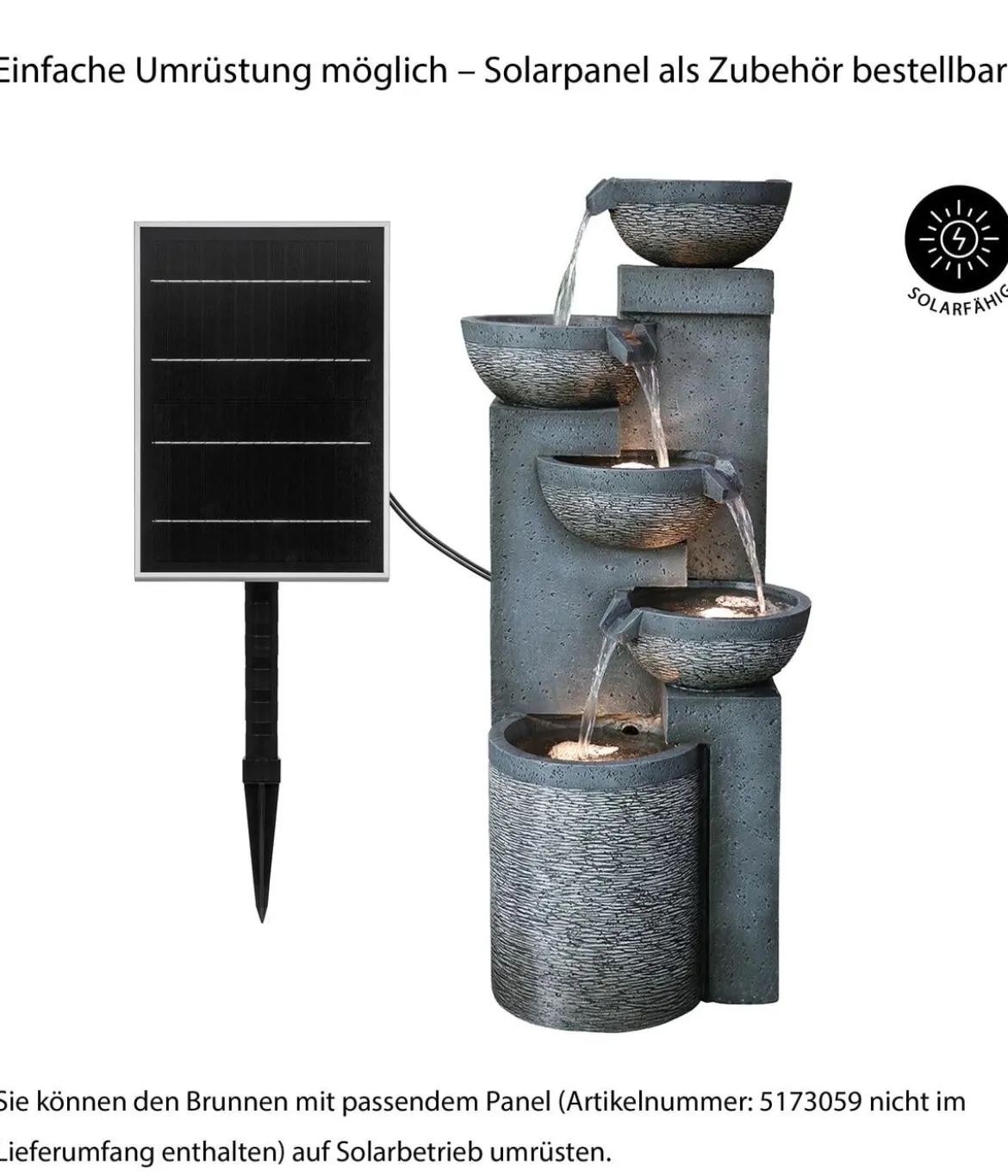 Dehner Polyresin-Gartenbrunnen Merkur, solarfähig, ca. H91 cm