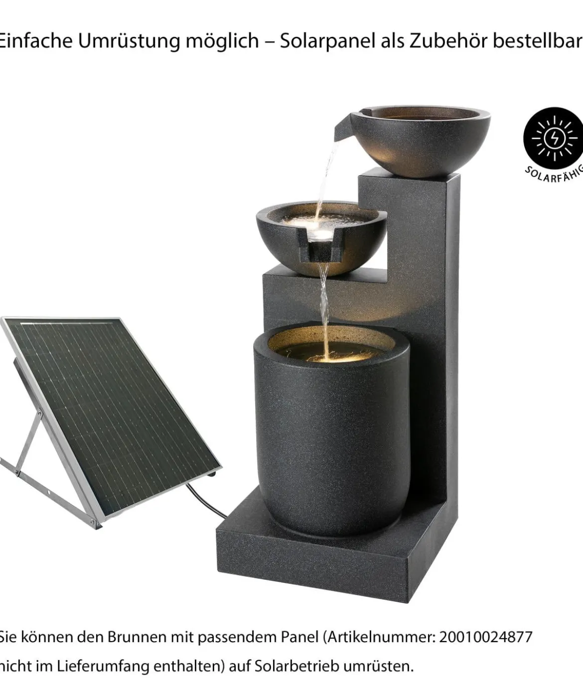 Dehner Polyresin-Gartenbrunnen Samson, solarfähig, ca. H100 cm