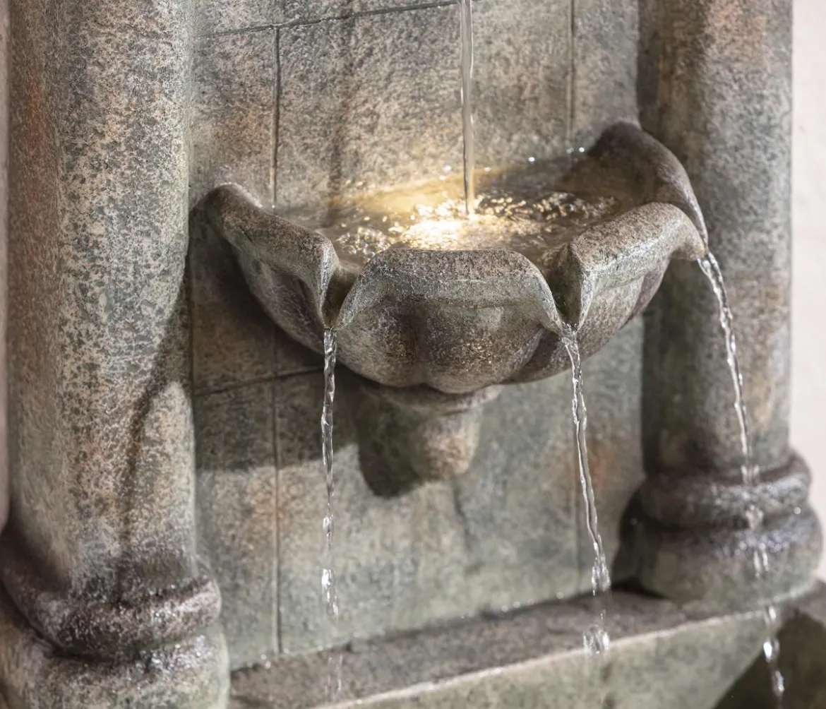 Dehner Polyresin-Wandbrunnen Faro, solarfähig, ca. H103,5 cm