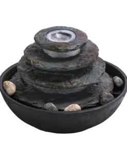 Dehner Polyresin-Zimmerbrunnen Hoku mit LED-Beleuchtung, ca. H16,5 cm
