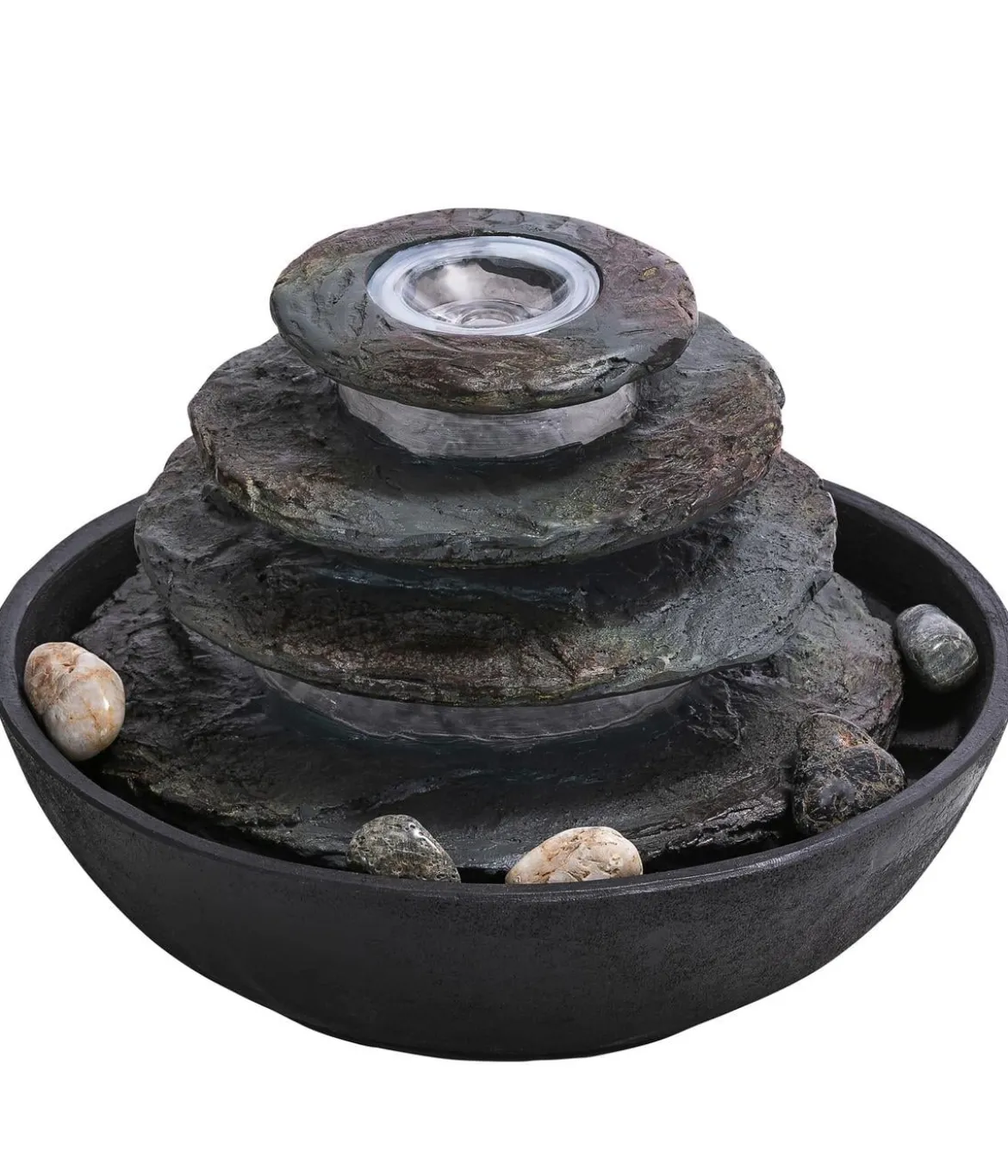 Dehner Polyresin-Zimmerbrunnen Hoku mit LED-Beleuchtung, ca. H16,5 cm