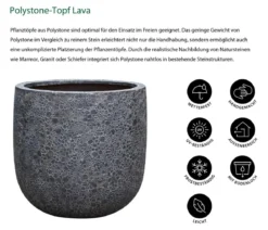 Dehner Polystone-Topf Lava, rund, schwarz