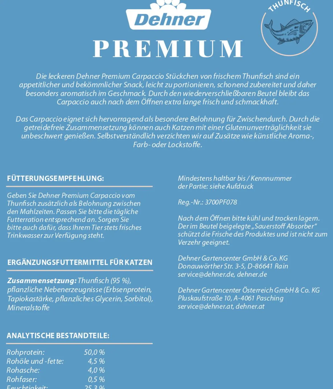 Dehner Premium Katzensnack Carpaccio, 40 g