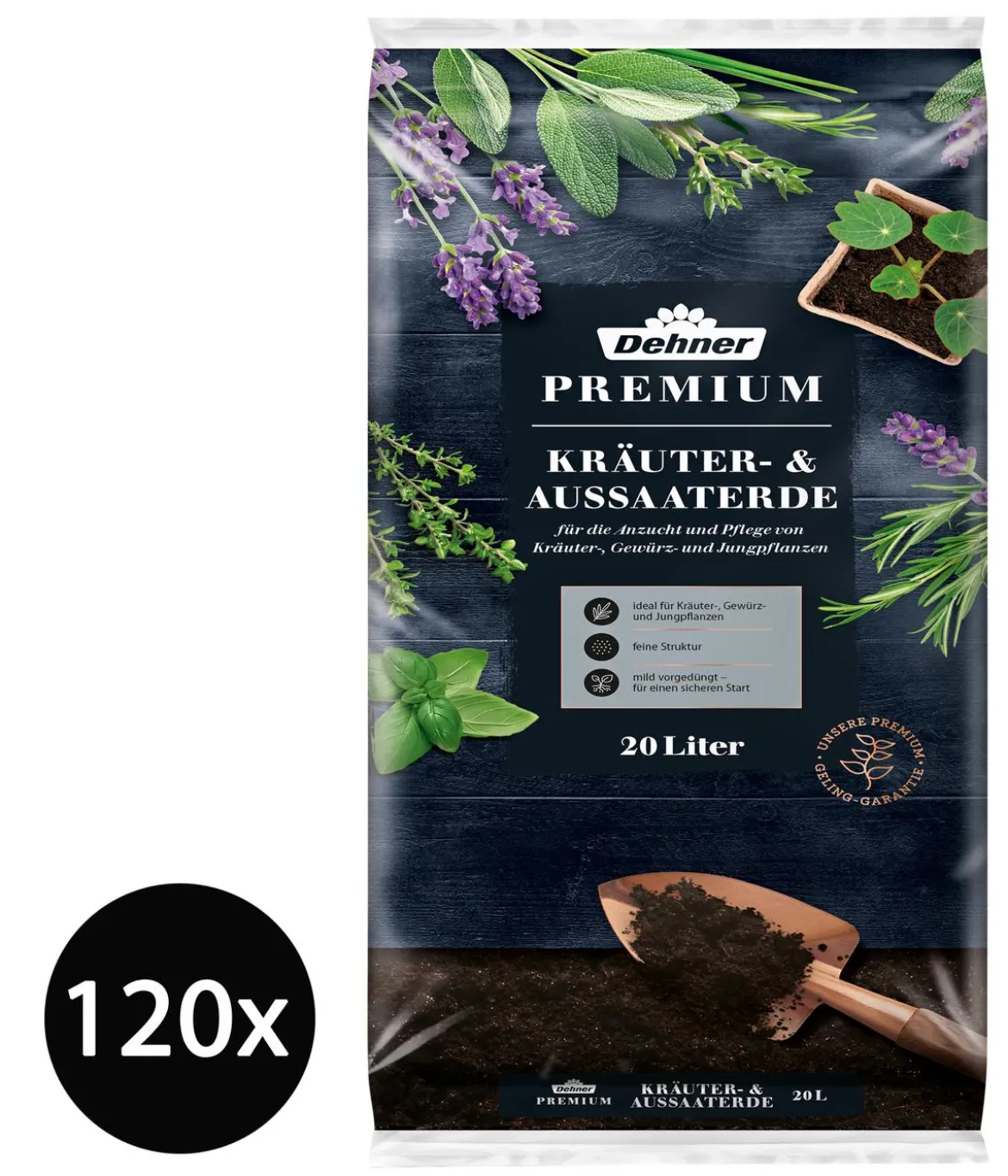 Dehner Premium Kräuter- & Aussaaterde, 120 x 20 Liter