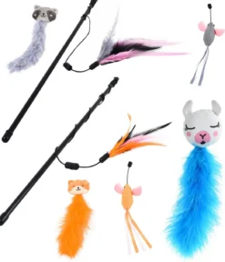 Dehner Premium Lovely Katzenspielzeug Set Lama Karl + Spielangeln Angelspaß