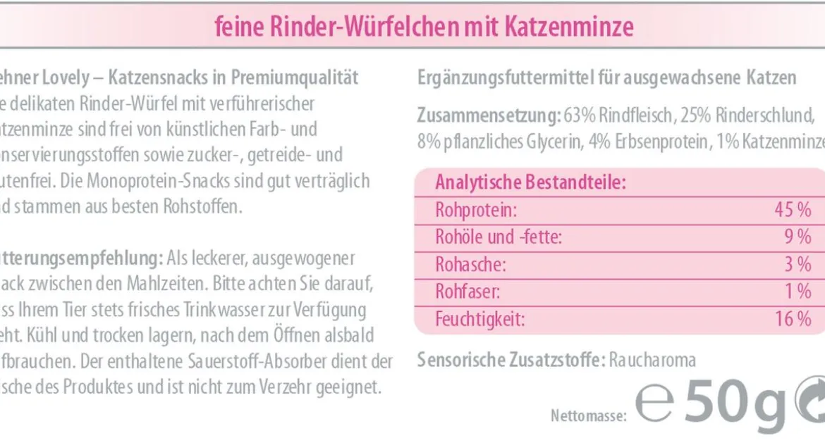 Dehner Premium Lovely Katzensnack Ein bescheidenes Dankeschön, 12 x 50 g