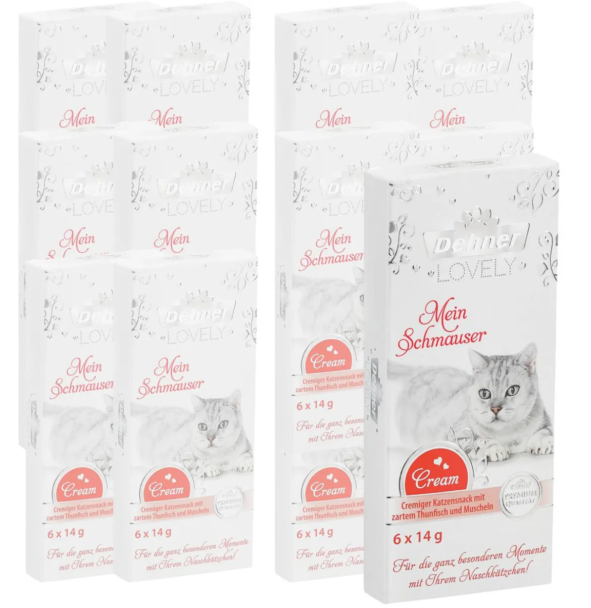 Dehner Premium Lovely Katzensnack Cream Mein Schmauser, 12 x 6 x 14 g