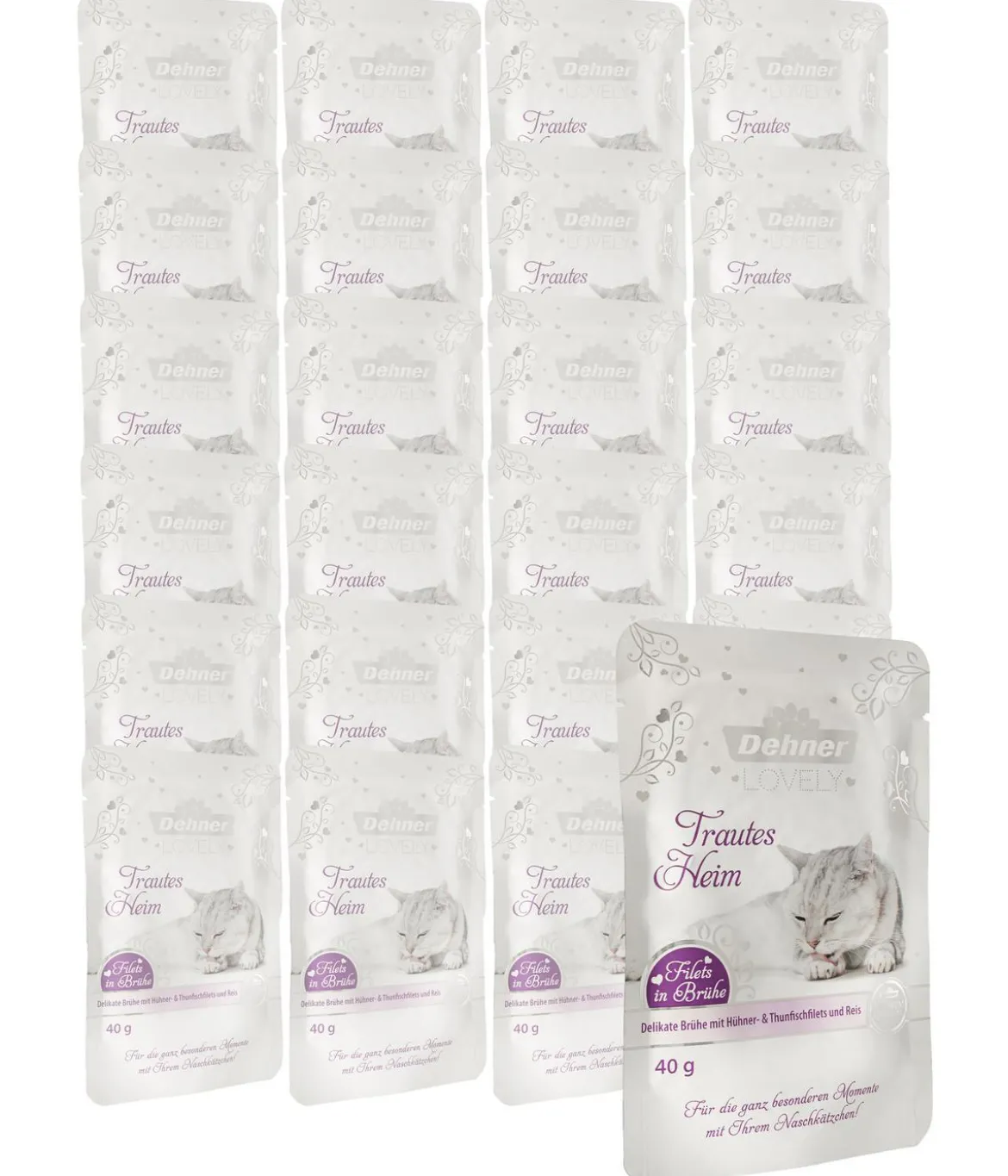 Dehner Premium Lovely Katzensnack Filets in Brühe Trautes Heim, 24 x 40 g