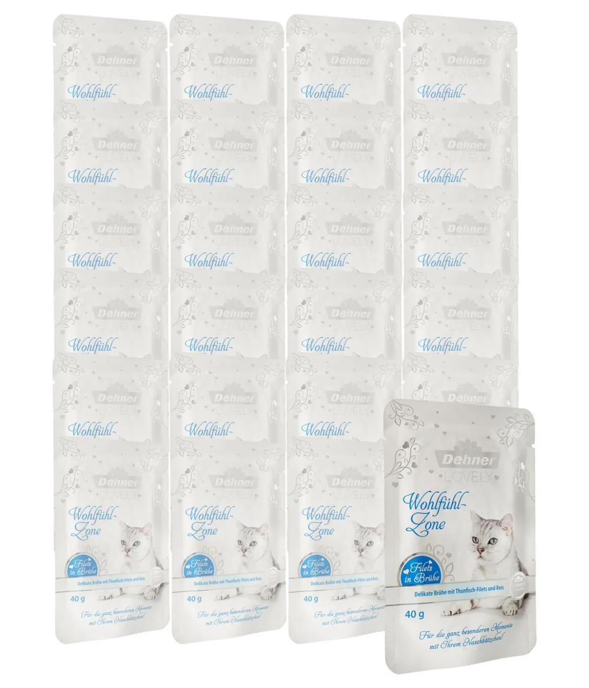 Dehner Premium Lovely Katzensnack Filets in Brühe Wohlfühl-Zone, 24 x 40 g