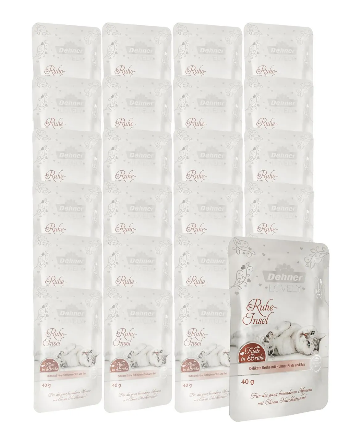 Dehner Premium Lovely Katzensnack Filets in Brühe Ruhe-Insel, 24 x 40 g