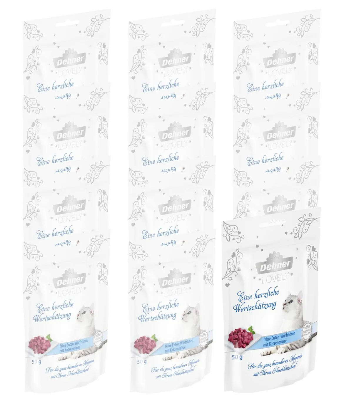 Dehner Premium Lovely Katzensnack Eine herzliche Wertschätzung, 12 x 50 g