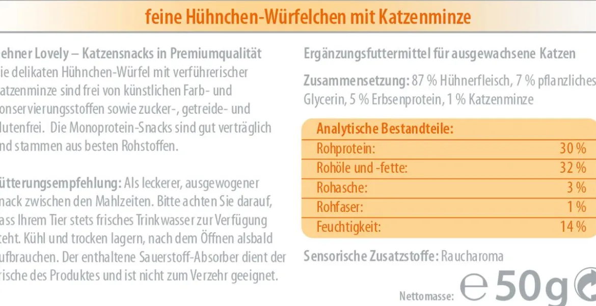 Dehner Premium Lovely Katzensnack Eine kleine Aufmerksamkeit, 12 x 50 g