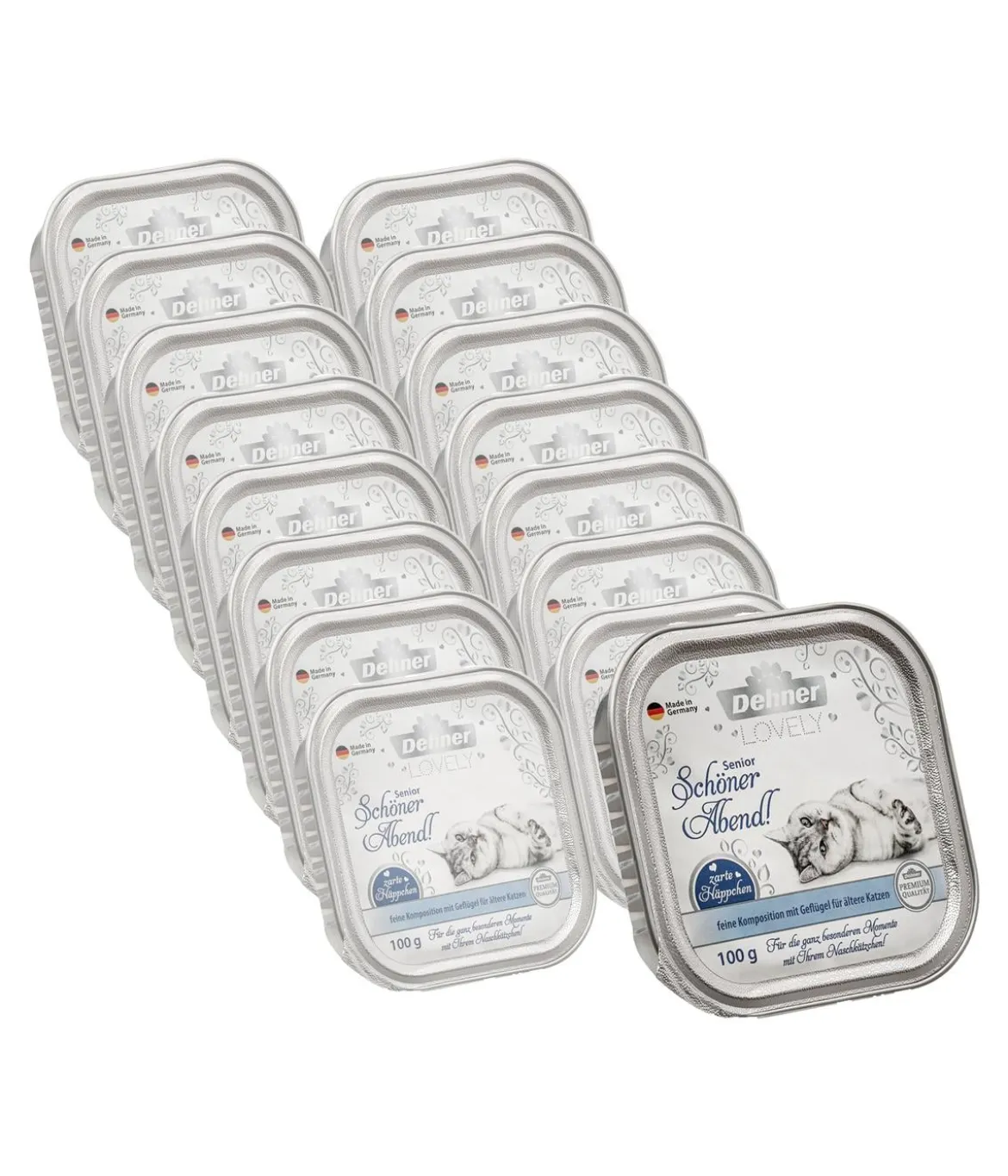 Dehner Premium Lovely Nassfutter für Katzen Senior Schöner Abend, 16 x 100 g