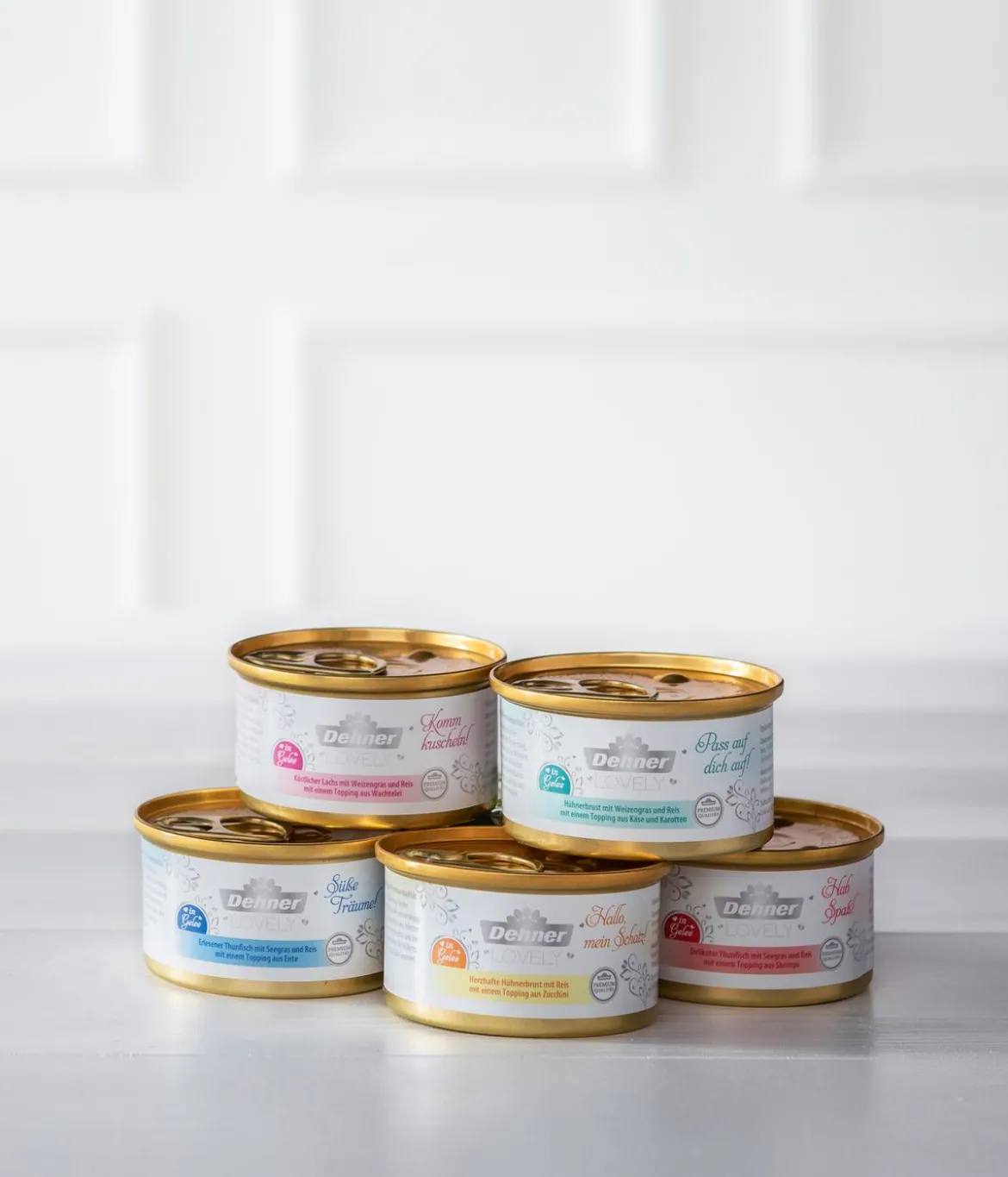 Dehner Premium Lovely Nassfutter für Katzen in Gelee Hallo, mein Schatz!, 24 x 85 g